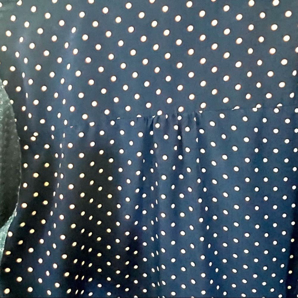 Solitaire blue polka dot long sleeved button down shirt - Picture 13 of 13